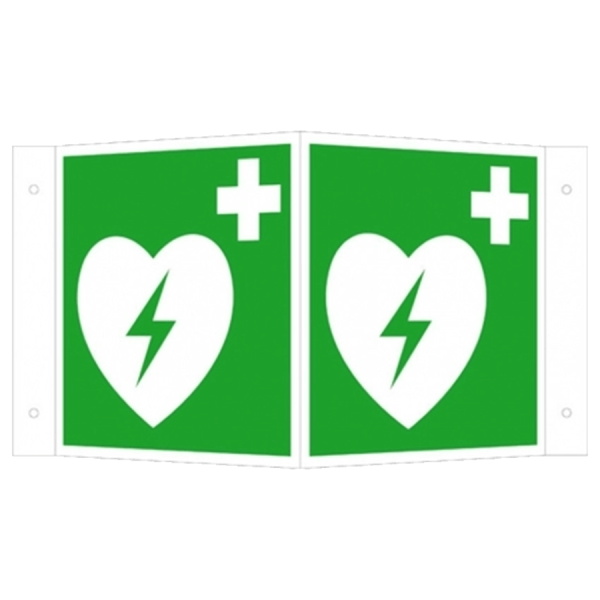 Defibrillator Winkelschild 200x200 mm - Hart PVC