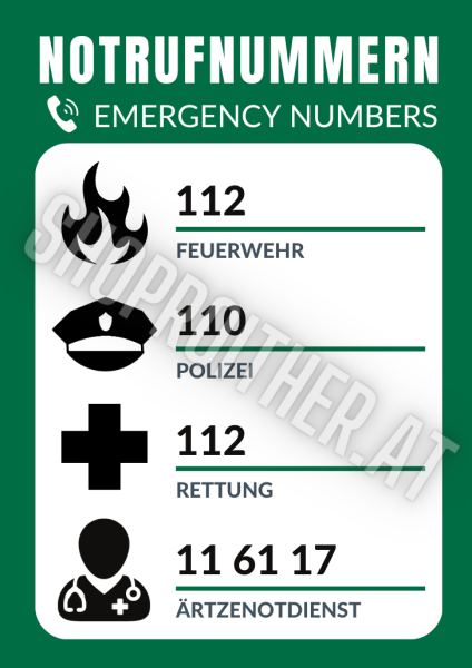 Notrufnummern Sticker Deutschland (1 Stk.)