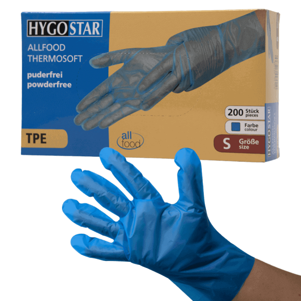 TPE-Handschuhe "Allfood Thermosoft" puderfrei blau S (200 Stk.)