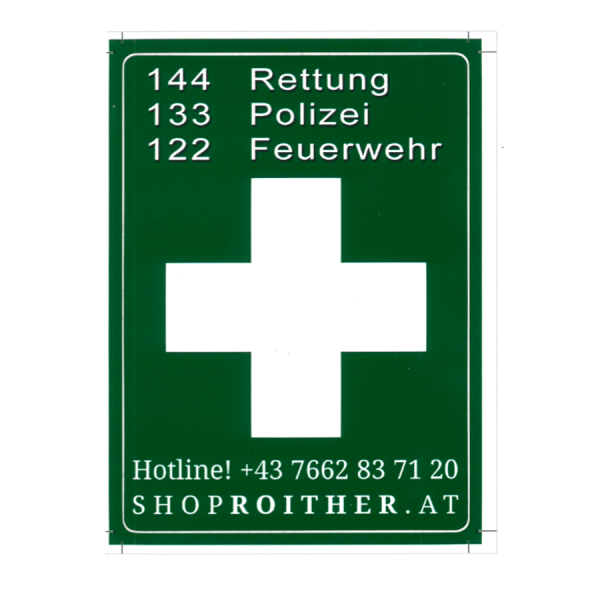Notrufnummern Sticker Roither groß (1 Stk.)